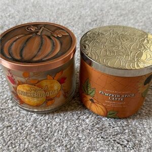Bath & Body Works Sugared Snickerdoodle & Pumpkin Spice Latte 3-Wick Candles
